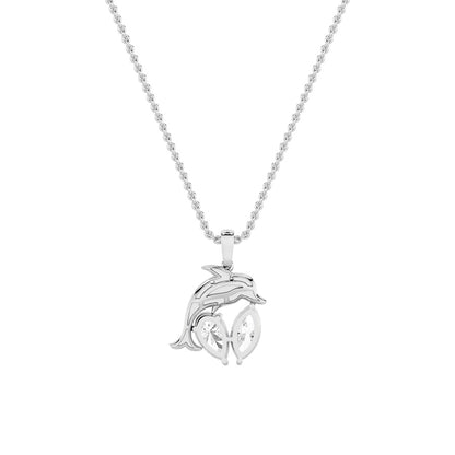 2CTW Marquise Shaped Lab Grown Diamond (F/VS) Dolphin Pendant in 14K Gold