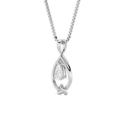 1CTW Pear Shaped Lab Grown Diamond (F/VS) Solitaire Knot Pendant in 14K Gold