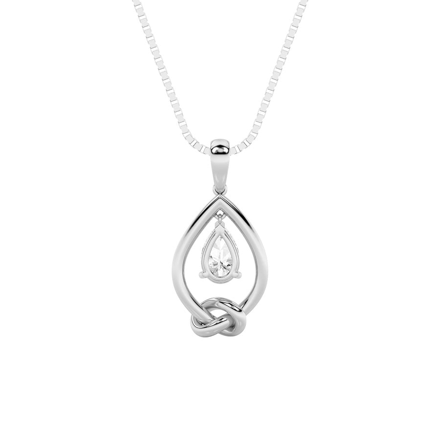 1CTW Pear Shaped Lab Grown Diamond (F/VS) Solitaire Knot Pendant in 14K Gold