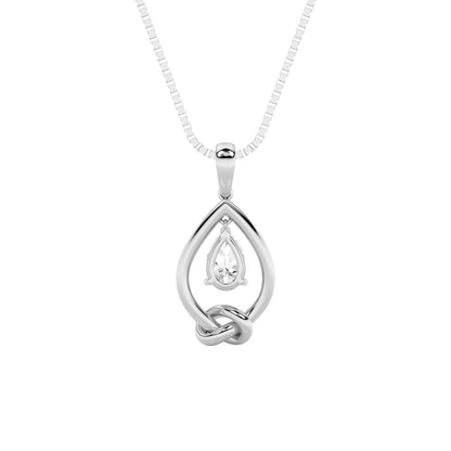 1CTW Pear Shaped Lab Grown Diamond (F/VS) Solitaire Knot Pendant in 14K Gold