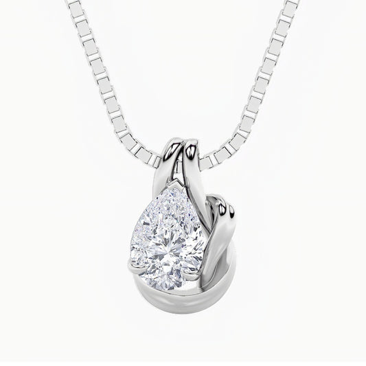 2CTW Pear Shaped Lab Grown Diamond (F/VS) Knot Pendant in 14K Gold