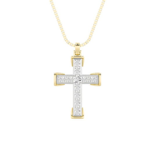 3CTW Round Shaped Lab Grown Diamond (F/VS) Cross Pendant in 14K Gold