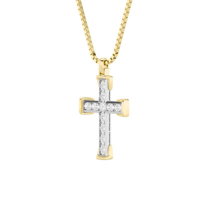 3CTW Round Shaped Lab Grown Diamond (F/VS) Cross Pendant in 14K Gold