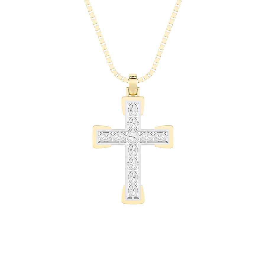 3CTW Round Shaped Lab Grown Diamond (F/VS) Cross Pendant in 14K Gold
