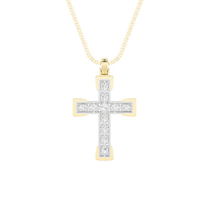 3CTW Round Shaped Lab Grown Diamond (F/VS) Cross Pendant in 14K Gold