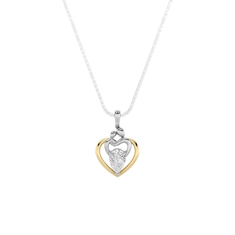 1.5CTW Pear Shaped Lab Grown Diamond (F/VS) Heart Shaped Pendant in 14K Gold