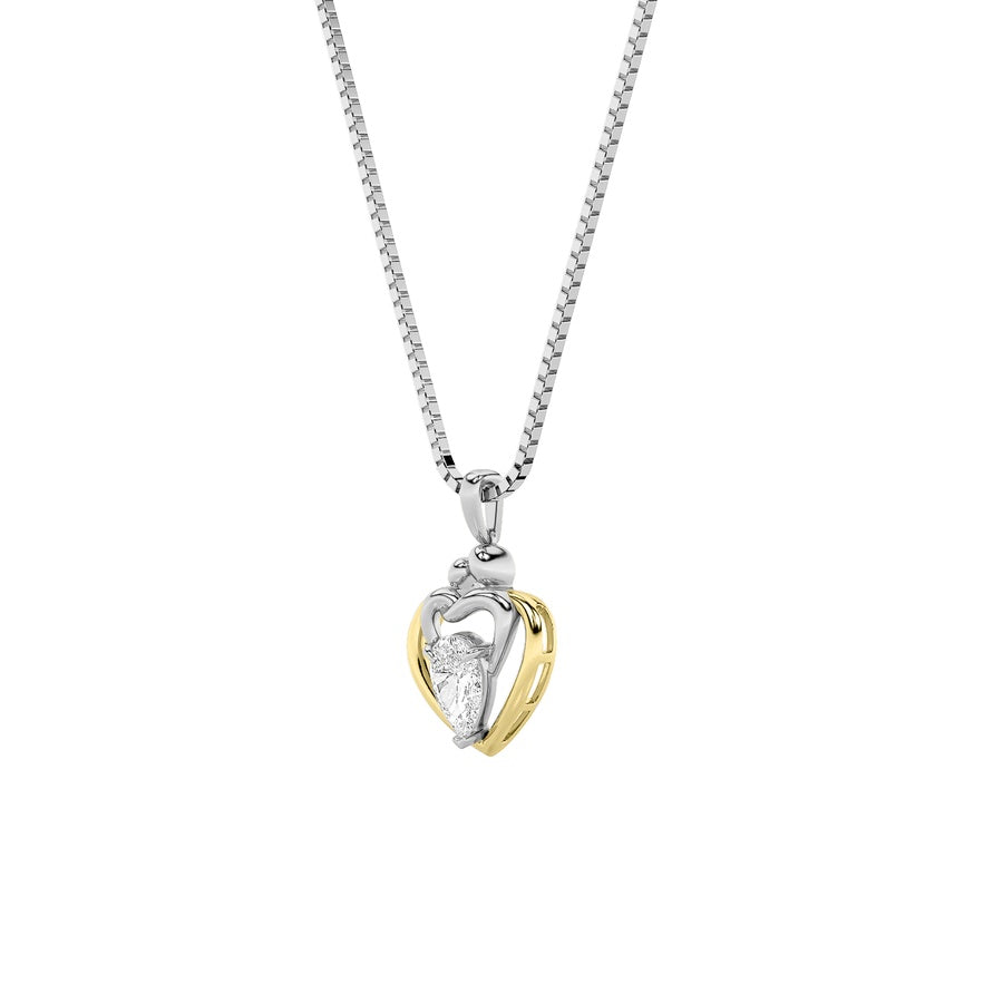 1.5CTW Pear Shaped Lab Grown Diamond (F/VS) Heart Shaped Pendant in 14K Gold