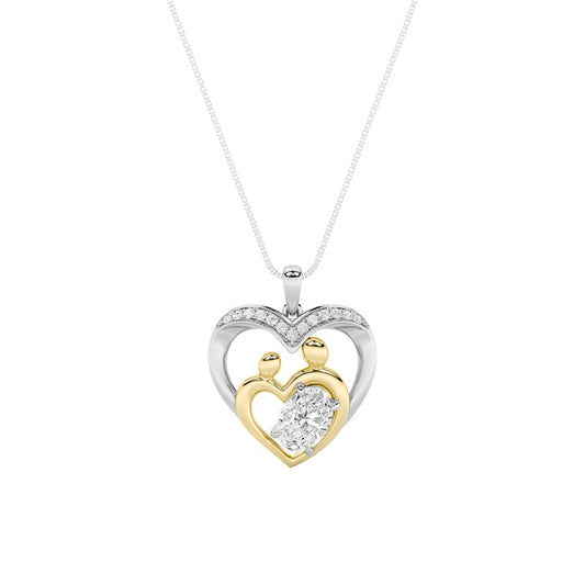 1CTW Oval Shaped Lab Grown Diamond (F/VS) Heart Shaped Pendant in 14K Gold