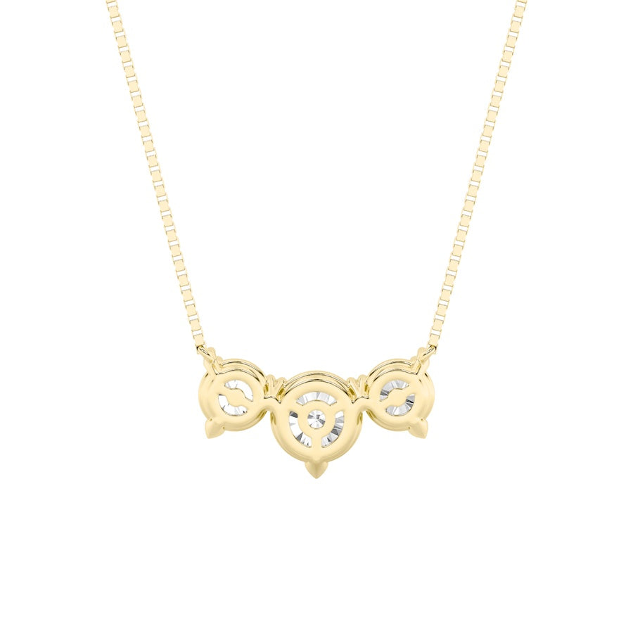 2CTW Round Shaped Lab Grown Diamond (F/VS) Three Stone Necklace in 14K Gold