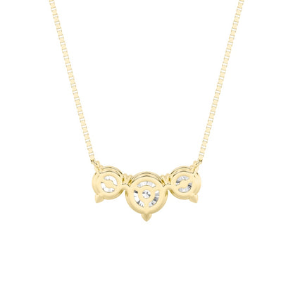 2CTW Round Shaped Lab Grown Diamond (F/VS) Three Stone Necklace in 14K Gold
