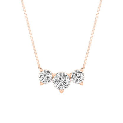 2CTW Round Shaped Lab Grown Diamond (F/VS) Three Stone Necklace in 14K Gold