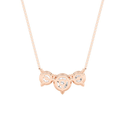 2CTW Round Shaped Lab Grown Diamond (F/VS) Three Stone Necklace in 14K Gold