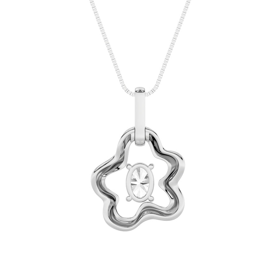 1CTW Oval Shaped Lab Grown Diamond (F/VS) Organic Design Solitaire Pendant in 14K Gold