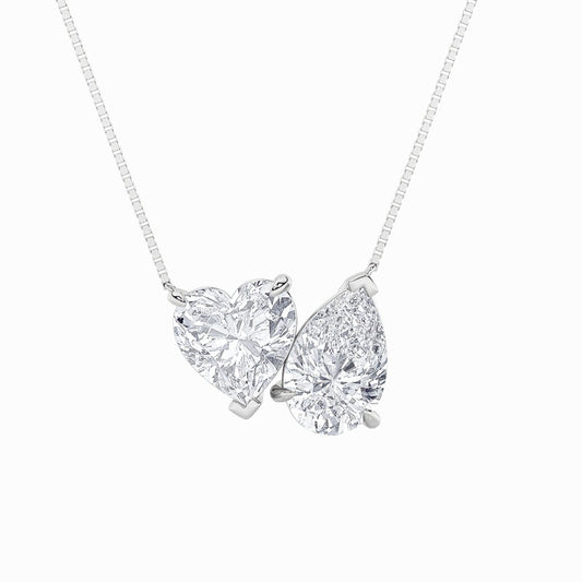 2CTW Pear Shaped Lab Grown Diamond (F/VS) Heart Shaped Necklace in 14K Gold