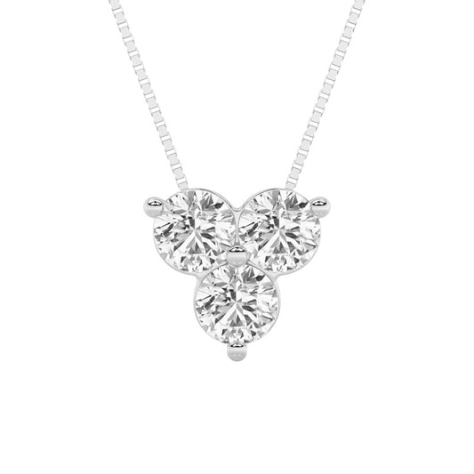 1CTW Round Shaped Lab Grown Diamond (F/VS) Three Stone Pendant in 14K Gold