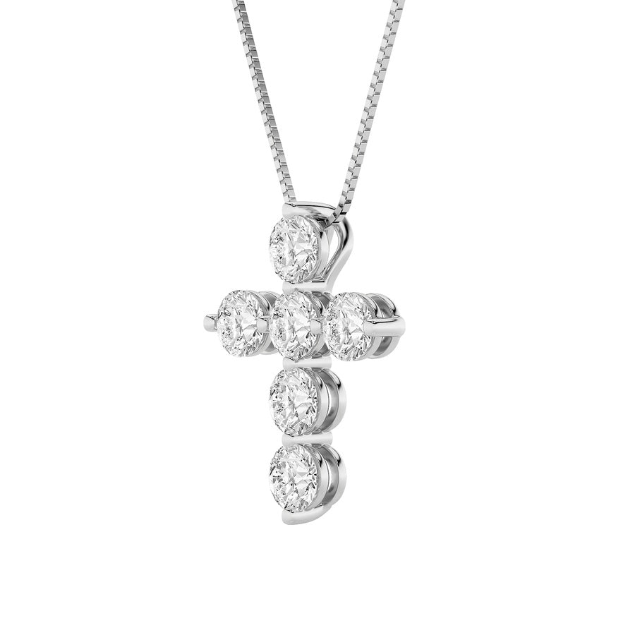 1.5CTW Round Shaped Lab Grown Diamond (F/VS) Cross Pendant in 14K Gold