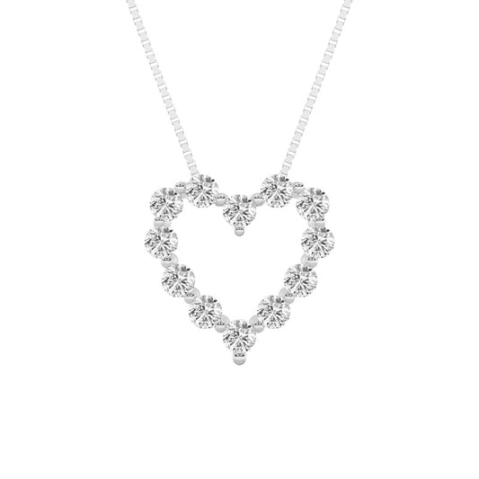 2CTW Round Shaped Lab Grown Diamond (F/VS) Heart Shaped Pendant in 14K Gold