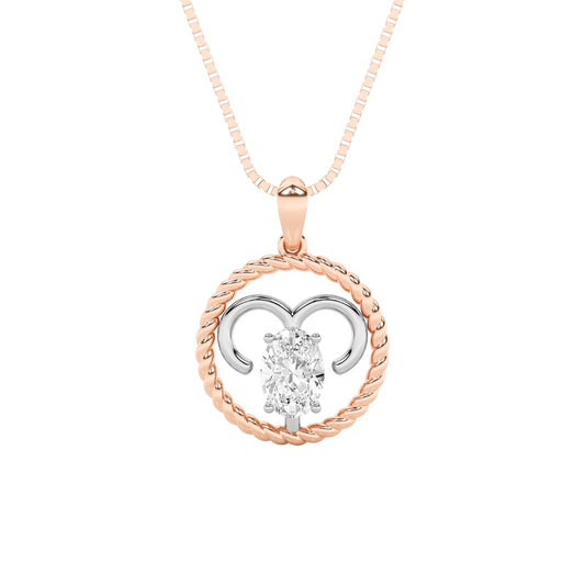 1CTW Oval Shaped Lab Grown Diamond (F/VS) Zodiac Pendant in 14K Gold