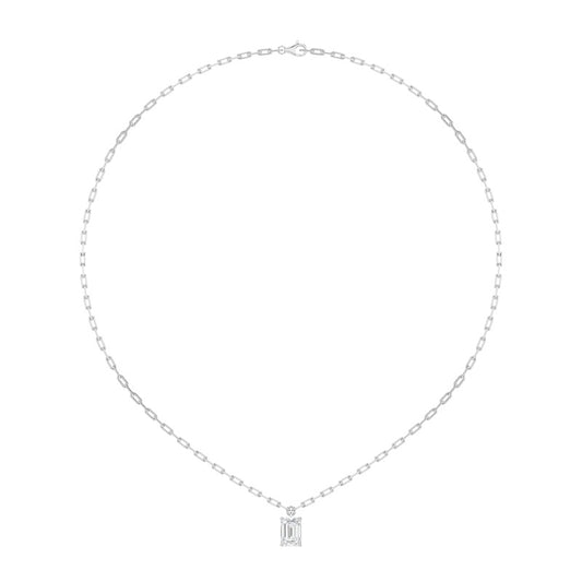 2CTW Emerald Shaped Lab Grown Diamond (F/VS) Strata Chic Collection Necklace in 14K Gold