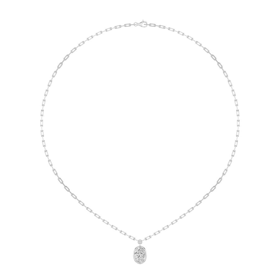 2CTW Oval Shaped Lab Grown Diamond (F/VS) Strata Chic Collection Necklace in 14K Gold