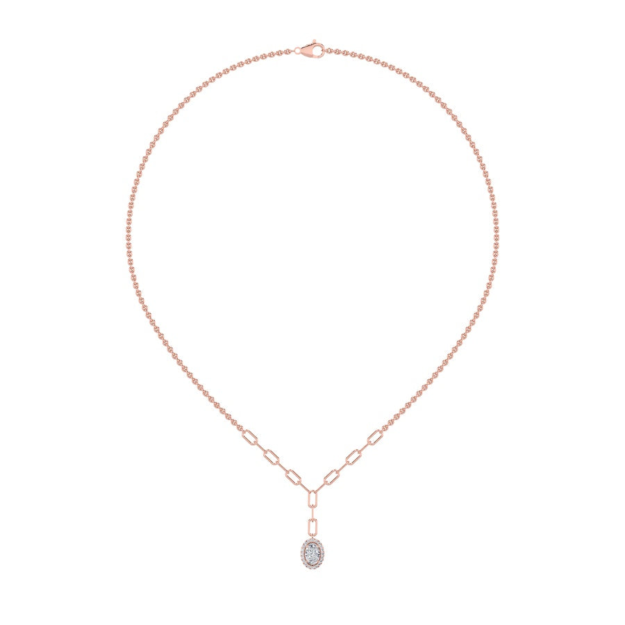 1.5CTW Oval Shaped Lab Grown Diamond (F/VS) Solitaire Necklace in 14K Gold