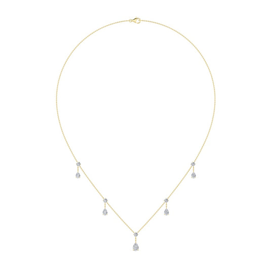 3CTW Pear Shaped Lab Grown Diamond (F/VS) Solitaire Necklace in 14K Gold