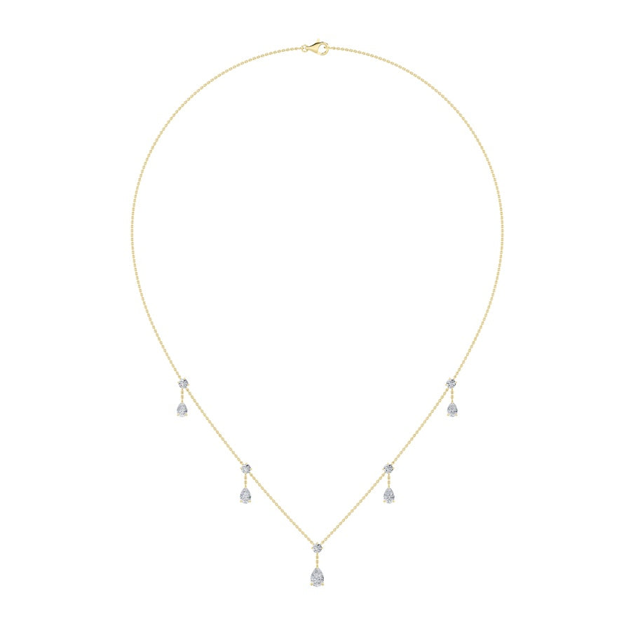 3CTW Pear Shaped Lab Grown Diamond (F/VS) Solitaire Necklace in 14K Gold