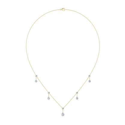 3CTW Pear Shaped Lab Grown Diamond (F/VS) Solitaire Necklace in 14K Gold