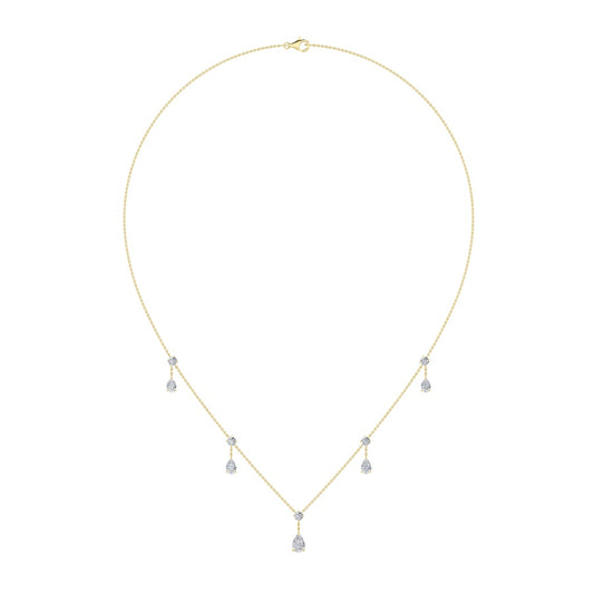 3CTW Pear Shaped Lab Grown Diamond (F/VS) Solitaire Necklace in 14K Gold