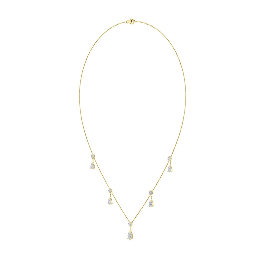 3CTW Pear Shaped Lab Grown Diamond (F/VS) Solitaire Necklace in 14K Gold