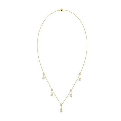3CTW Pear Shaped Lab Grown Diamond (F/VS) Solitaire Necklace in 14K Gold