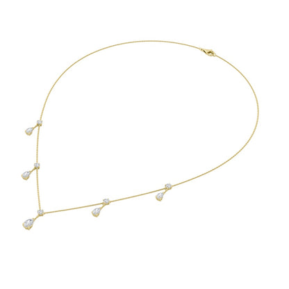 3CTW Pear Shaped Lab Grown Diamond (F/VS) Solitaire Necklace in 14K Gold