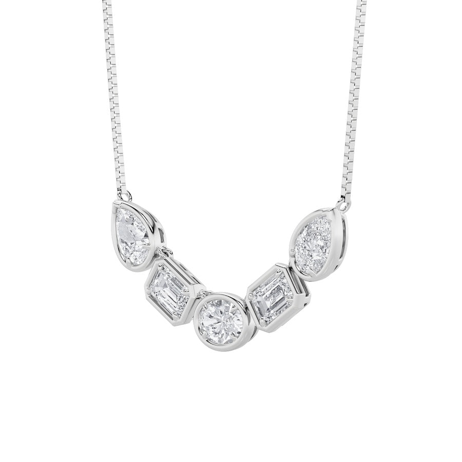 2.5CTW Oval Shaped Lab Grown Diamond (F/VS) Five Stone Necklace in 14K Gold
