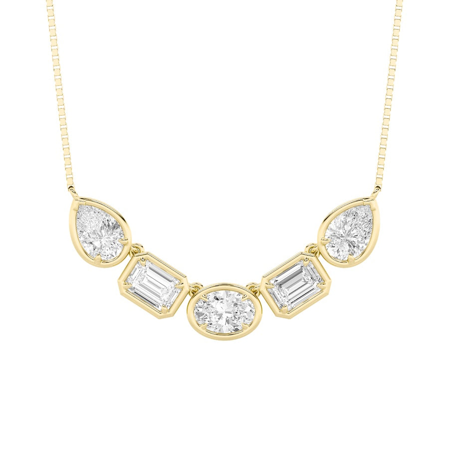 2.5CTW Oval Shaped Lab Grown Diamond (F/VS) Five Stone Necklace in 14K Gold