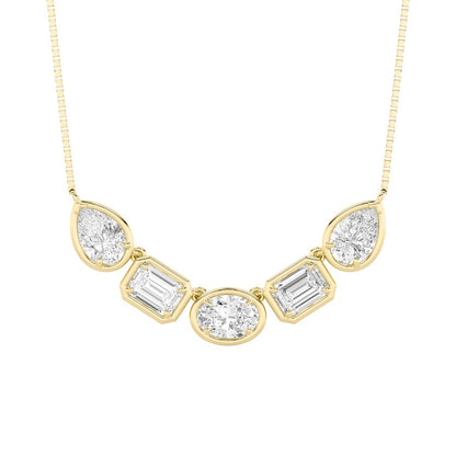 2.5CTW Oval Shaped Lab Grown Diamond (F/VS) Five Stone Necklace in 14K Gold