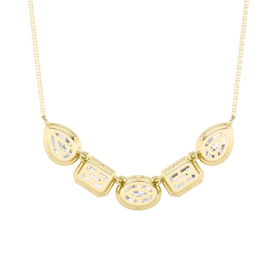 2.5CTW Oval Shaped Lab Grown Diamond (F/VS) Five Stone Necklace in 14K Gold