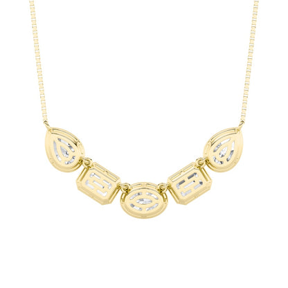 2.5CTW Oval Shaped Lab Grown Diamond (F/VS) Five Stone Necklace in 14K Gold