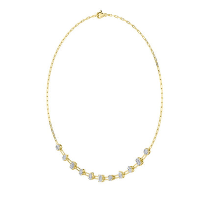 4CTW Emerald, Pear, Oval and Round Shaped Lab Grown Diamond (F/VS) Station Necklace in 14K Gold