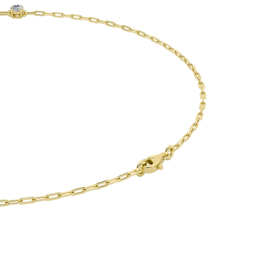 4CTW Emerald, Pear, Oval and Round Shaped Lab Grown Diamond (F/VS) Station Necklace in 14K Gold