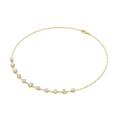 4CTW Emerald, Pear, Oval and Round Shaped Lab Grown Diamond (F/VS) Station Necklace in 14K Gold