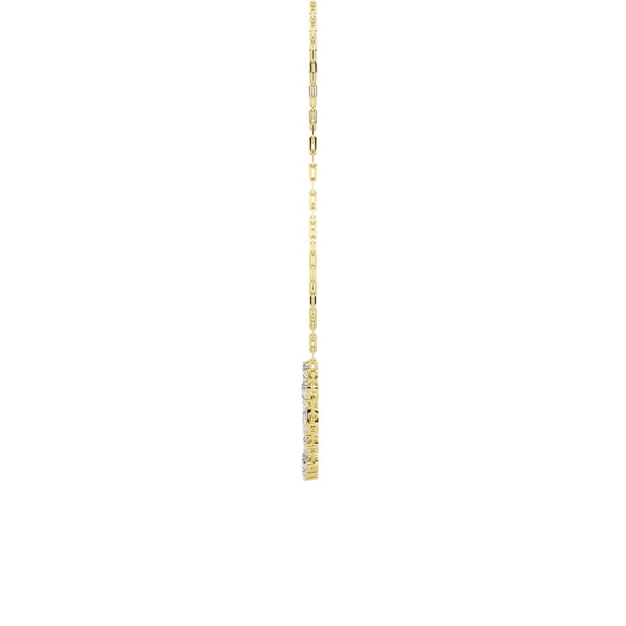 4CTW Emerald, Pear, Oval and Round Shaped Lab Grown Diamond (F/VS) Station Necklace in 14K Gold