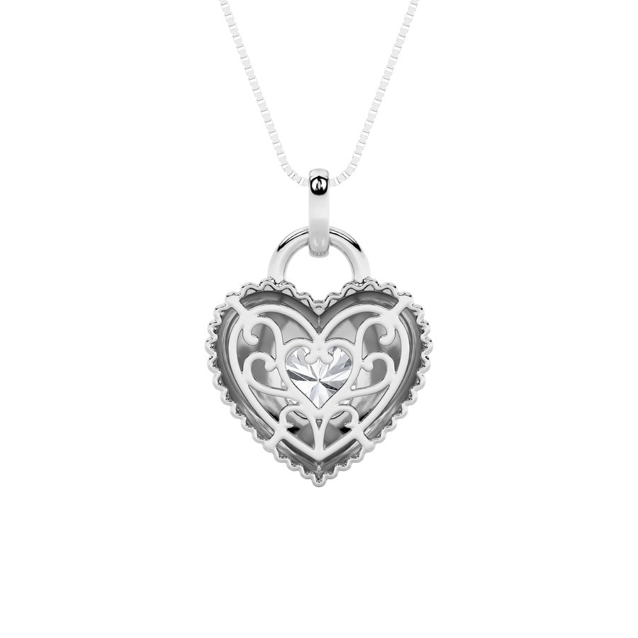 1.5CTW Round Shaped Lab Grown Diamond (F/VS) Heart Shaped Pendant in 14K Gold