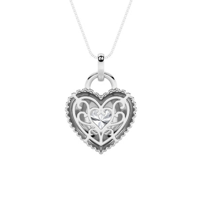 1.5CTW Round Shaped Lab Grown Diamond (F/VS) Heart Shaped Pendant in 14K Gold