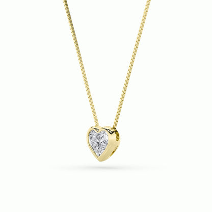 1CTW Heart Shaped Lab Grown Diamond (F/VS) Bezel Set Solitaire Pendant in 14K Gold