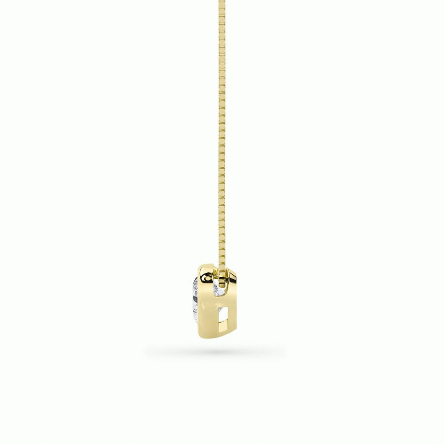 1CTW Heart Shaped Lab Grown Diamond (F/VS) Bezel Set Solitaire Pendant in 14K Gold
