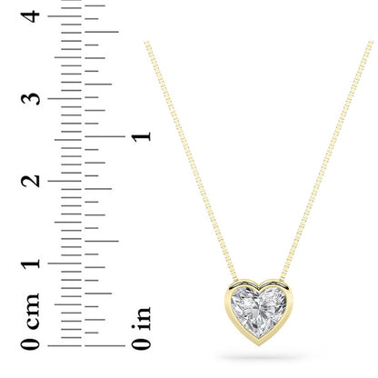 1CTW Heart Shaped Lab Grown Diamond (F/VS) Bezel Set Solitaire Pendant in 14K Gold