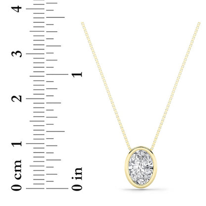 1CTW Oval Shaped Lab Grown Diamond (F/VS) Bezel Set Solitaire Pendant in 14K Gold