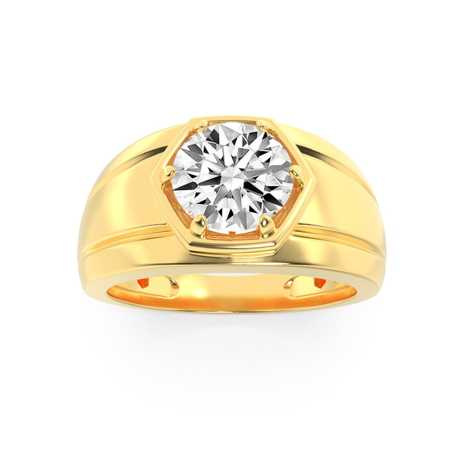 2CTW Round Shaped Lab Grown Diamond (F/VS) Mens Ring in 14K White Gold