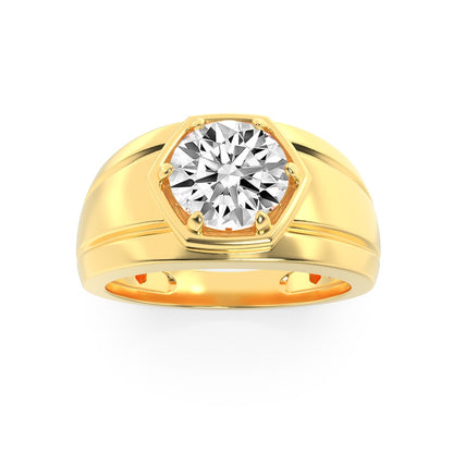 2CTW Round Shaped Lab Grown Diamond (F/VS) Mens Ring in 14K White Gold