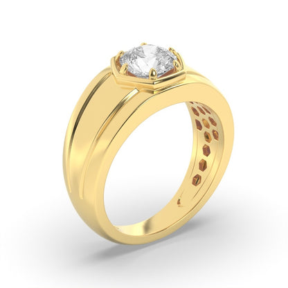 2CTW Round Shaped Lab Grown Diamond (F/VS) Mens Ring in 14K White Gold